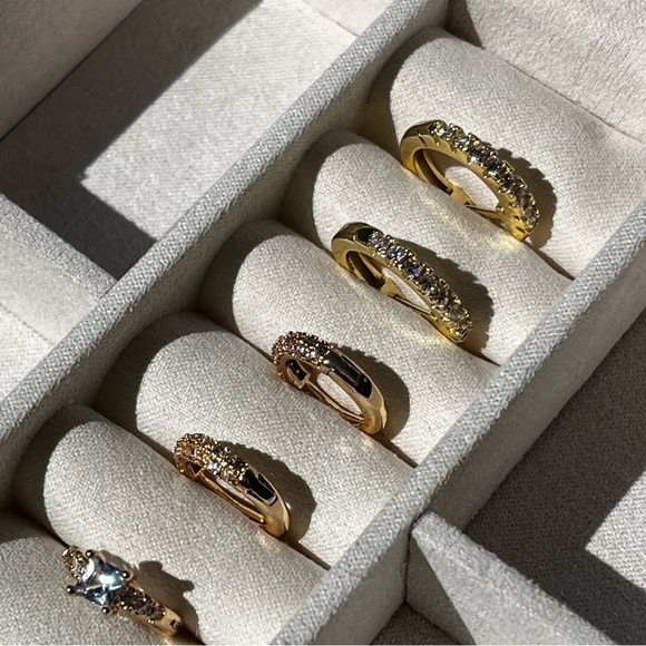 Mini Rhinestone Gold Plated Hoops - Picture 4 of 5